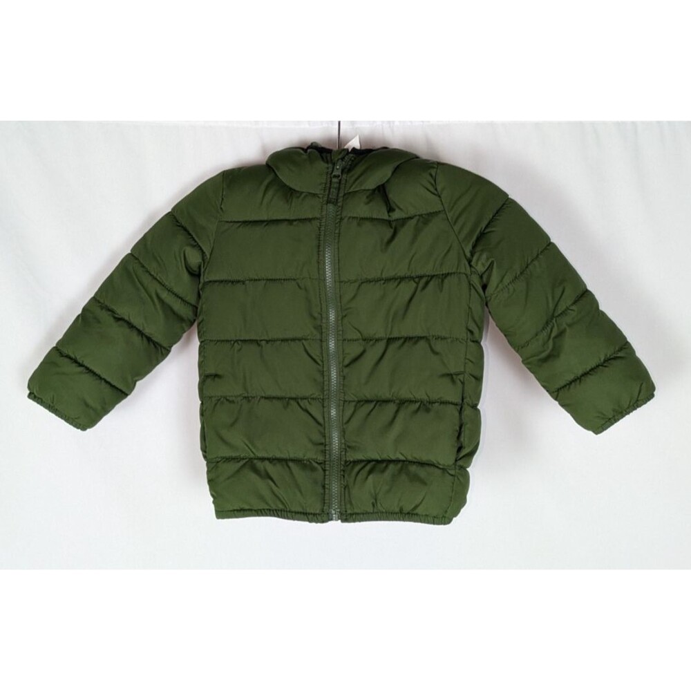 The Children's Place Puffer Jacket 5T Toddler Unisex Green Hooded Pockets Zipper